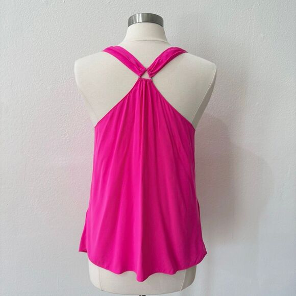 Ramy Brook Paris Silk Racerback Tank Triangle Hardware Fuchsia Hot Pink Medium - Picture 2 of 8
